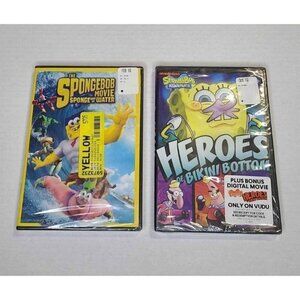 New Set of 2 SpongeBob DVDs - Sponge out of Water & Heros Bikini Bottoms